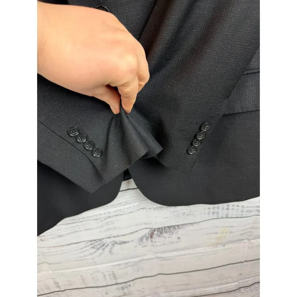 JOS. A. BANK RESERVE gray black check 100% wool mens jacket blazer 48L